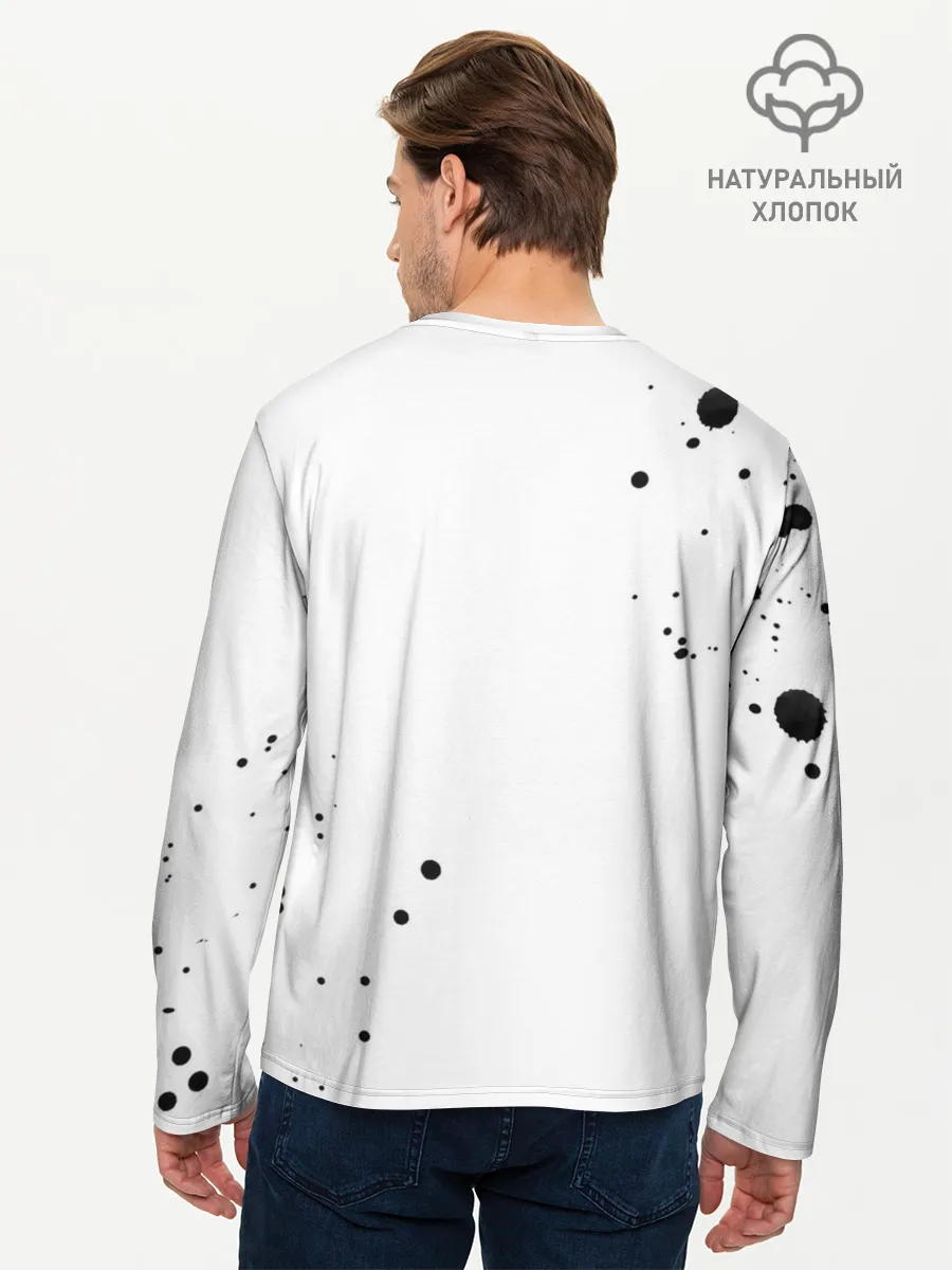 Мужской лонгслив базовый / Белая эмблема Хвоста Феи