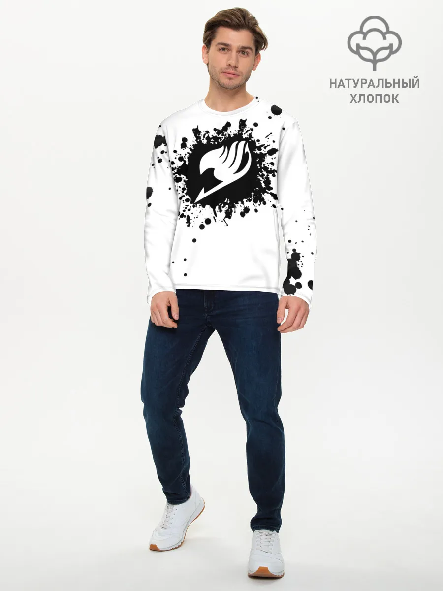 Мужской лонгслив базовый / Белая эмблема Хвоста Феи