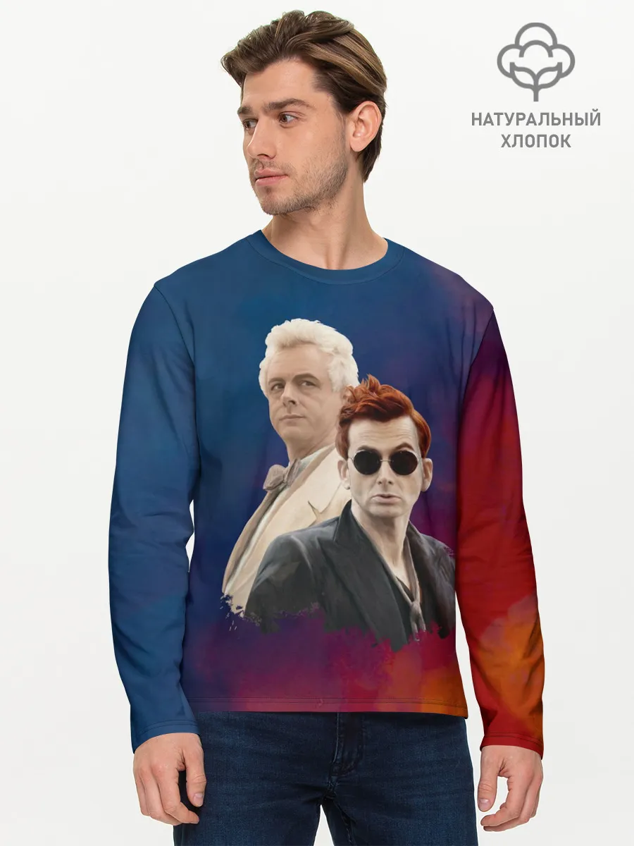 Мужской лонгслив базовый / Кроули и Азирафель