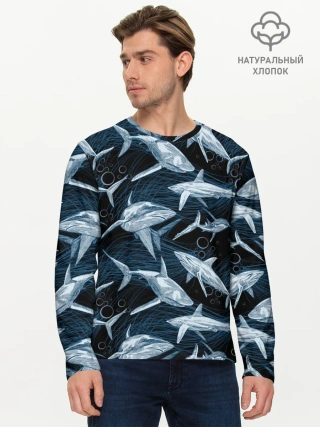 Мужской лонгслив базовый / Акулы