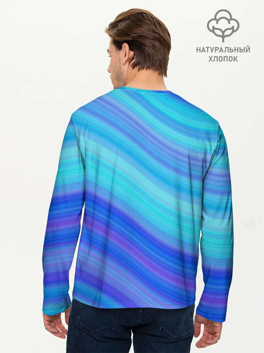 Мужской лонгслив базовый / Абстракция. Влны.