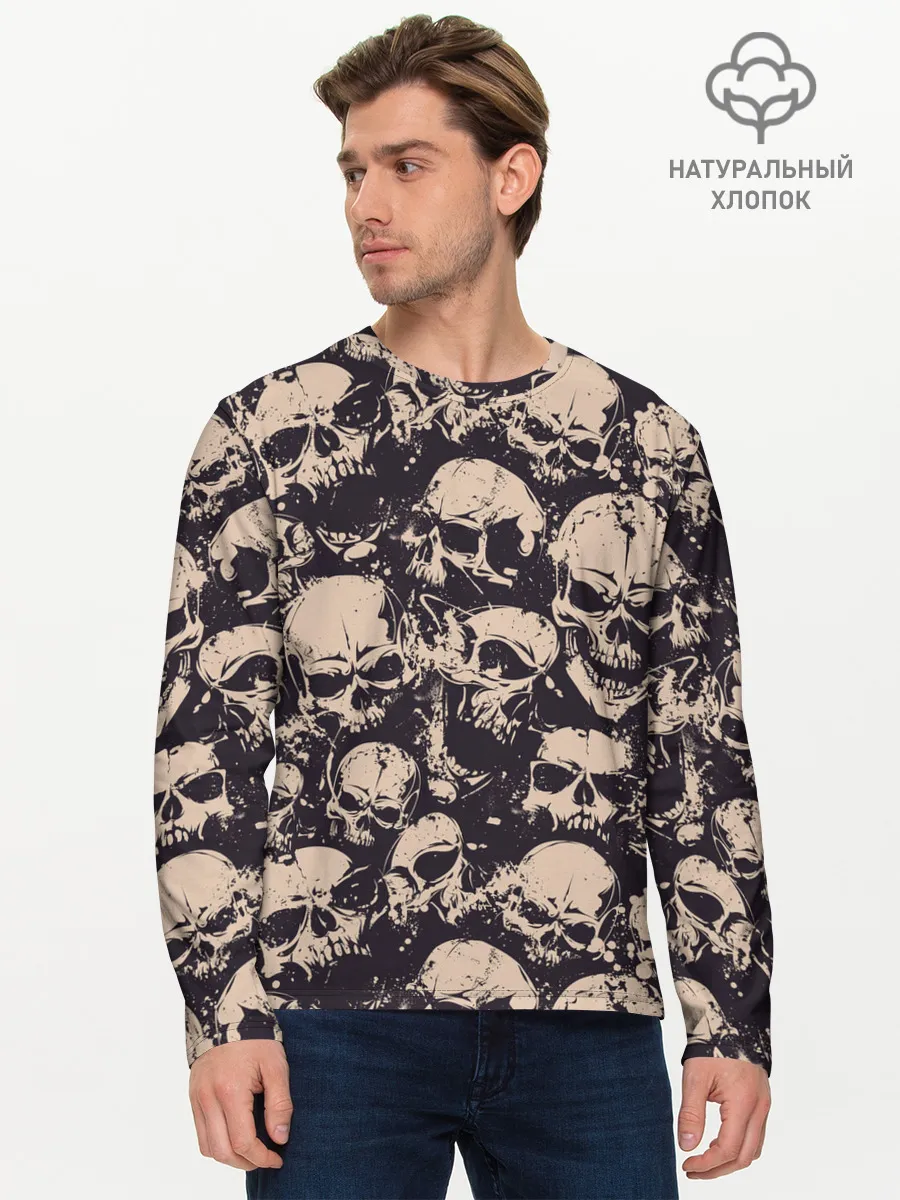 Мужской лонгслив базовый / Черепа