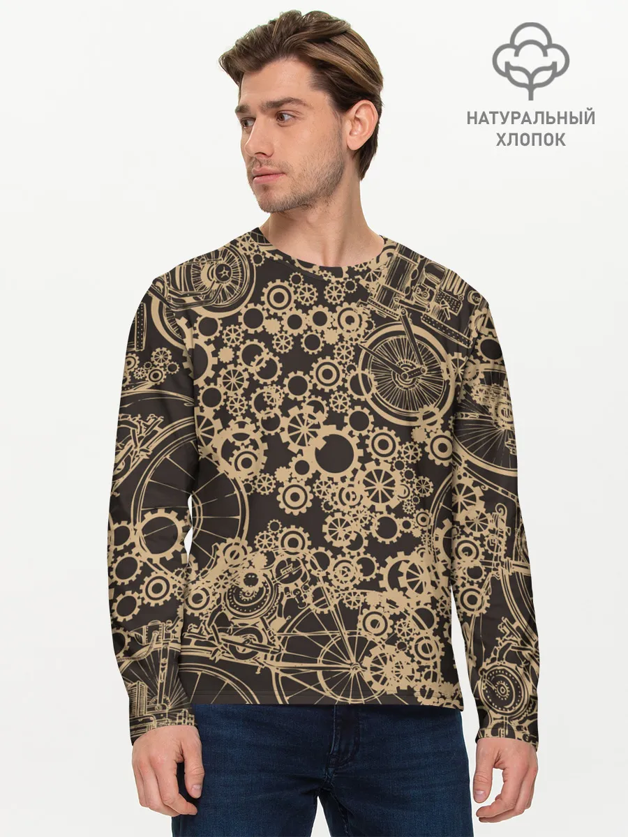 Мужской лонгслив базовый / Ретро велосипеды