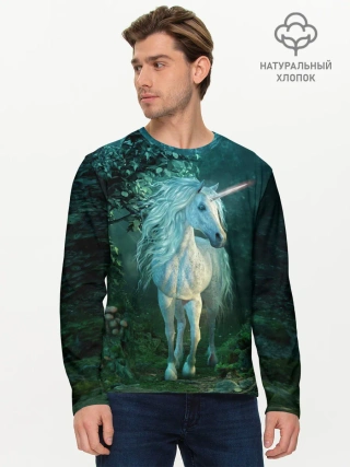 Мужской лонгслив базовый / Единорог