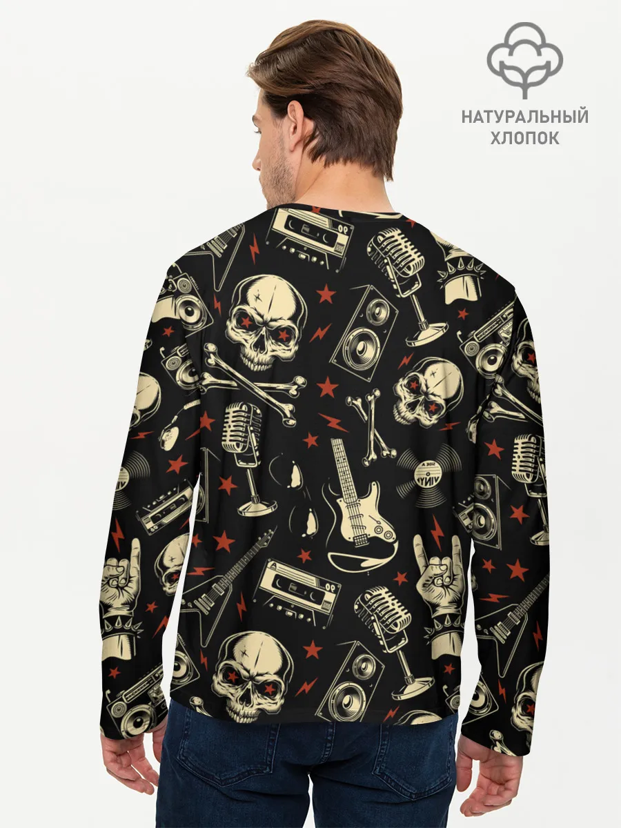 Мужской лонгслив базовый / Гранж с черепами
