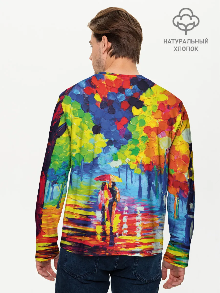 Мужской лонгслив базовый / Осенний бульвар