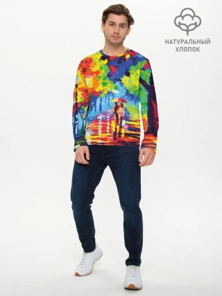 Мужской лонгслив базовый / Осенний бульвар