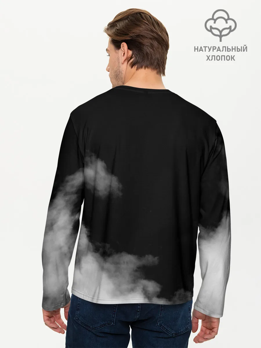 Мужской лонгслив базовый / Логотип Черного Клевера в дымке