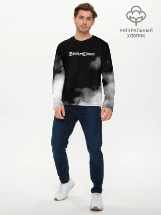 Мужской лонгслив базовый / Логотип Черного Клевера в дымке