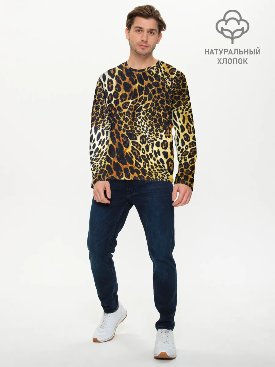Мужской лонгслив базовый / Шкура леопарда
