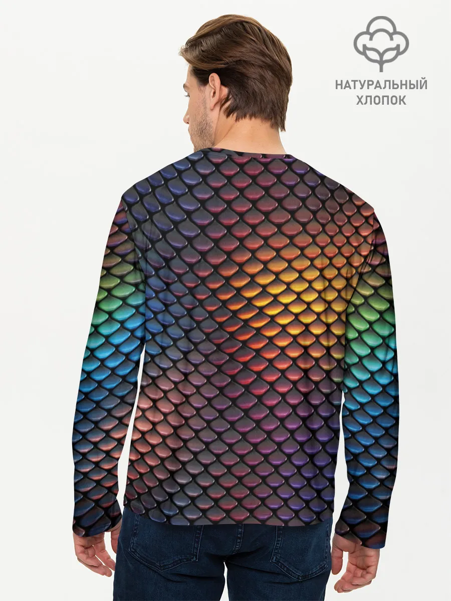 Мужской лонгслив базовый / Радужная чешуя