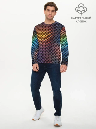 Мужской лонгслив базовый / Радужная чешуя
