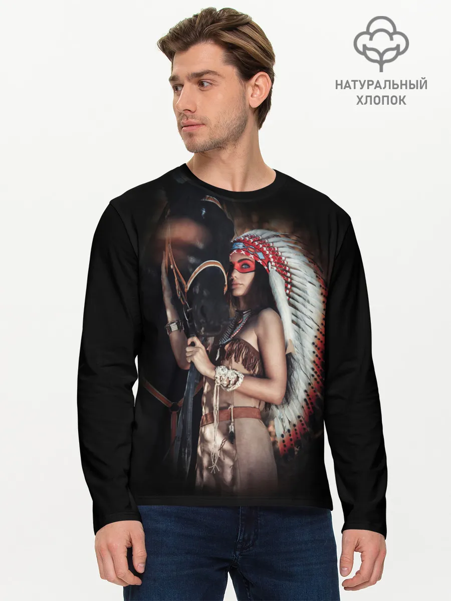 Мужской лонгслив базовый / Девушка с лошадью