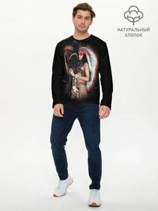 Мужской лонгслив базовый / Девушка с лошадью