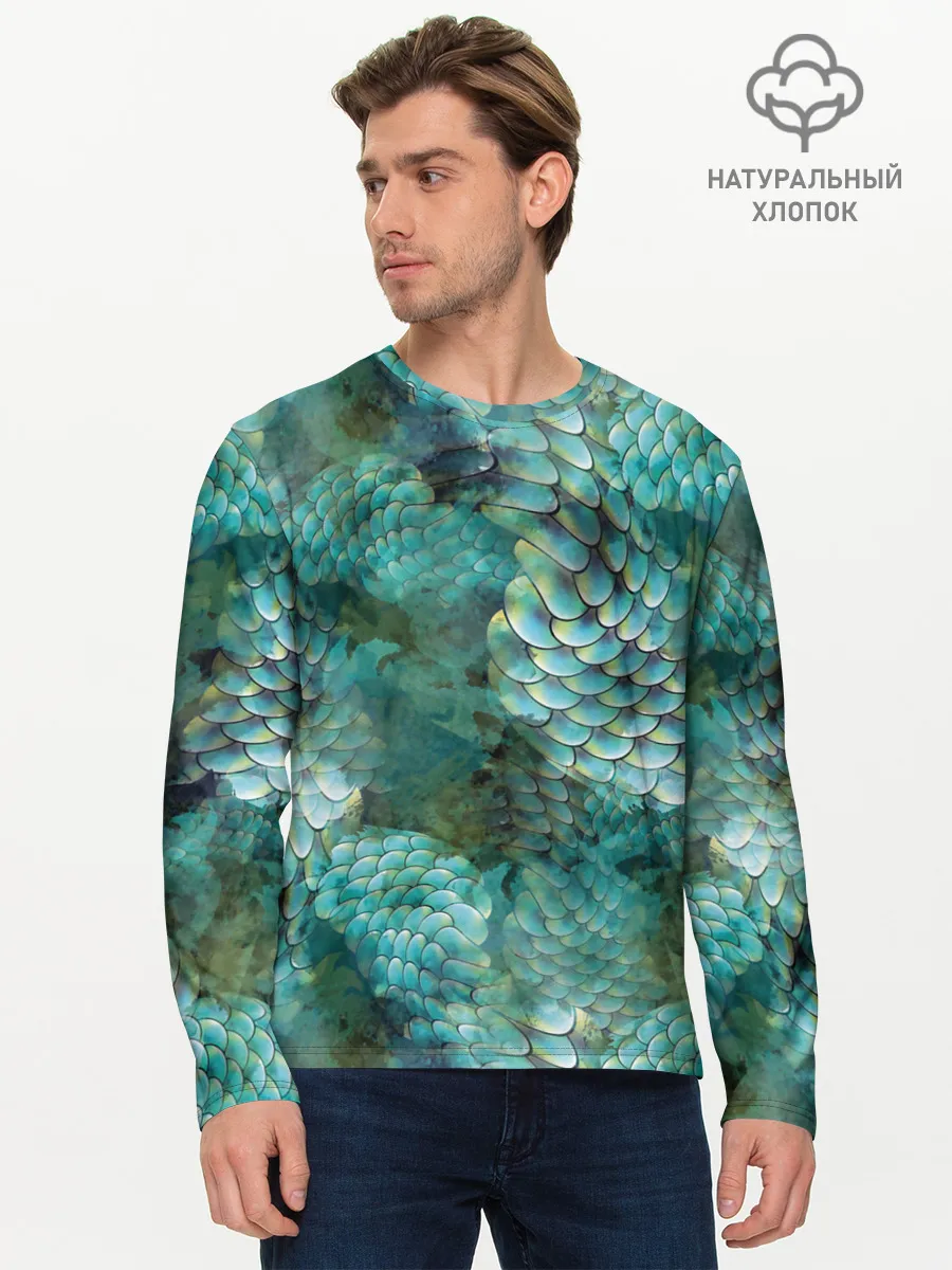 Мужской лонгслив базовый / Чешуя русалки