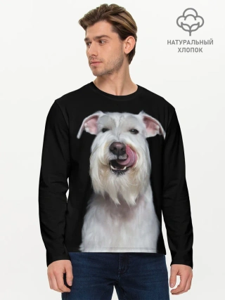 Мужской лонгслив базовый / Белый шнауцер