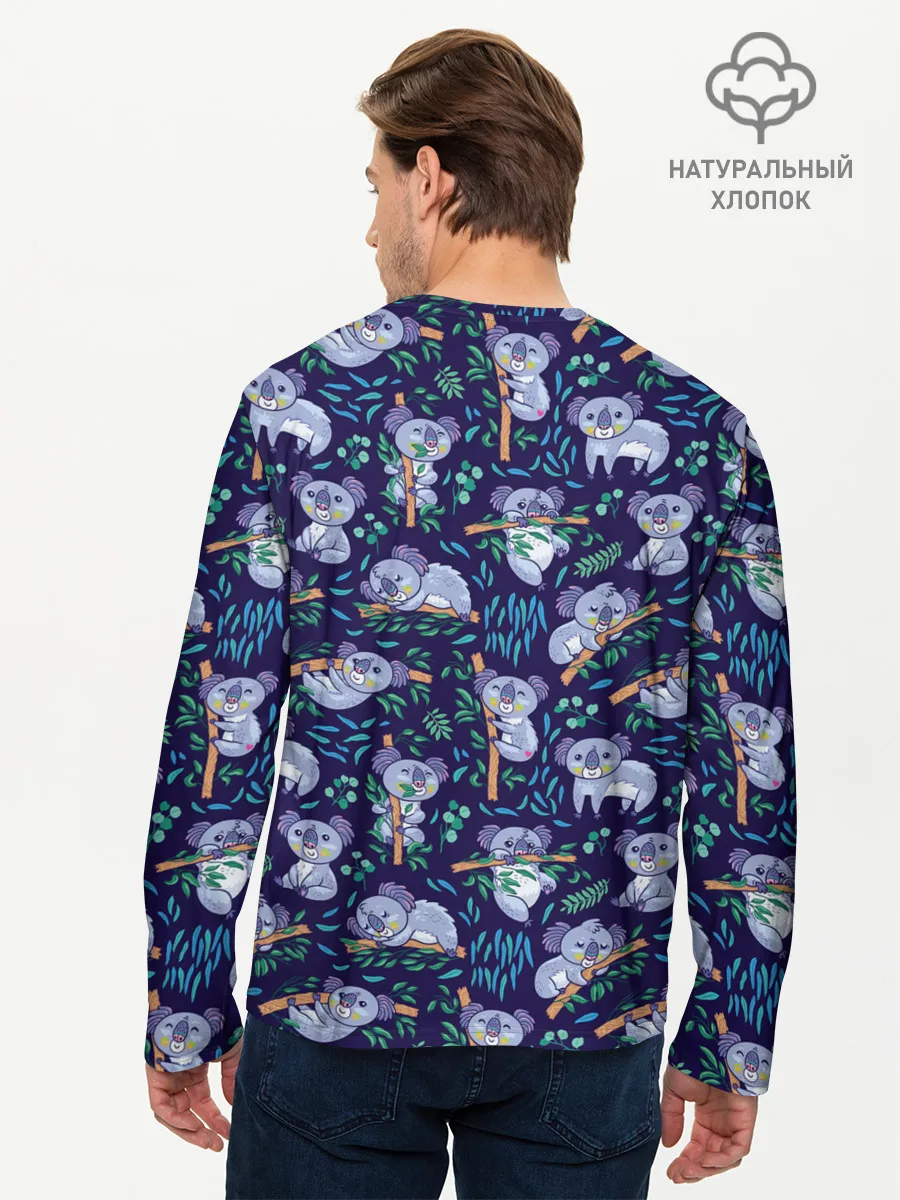 Мужской лонгслив базовый / Фиолетовые коалы