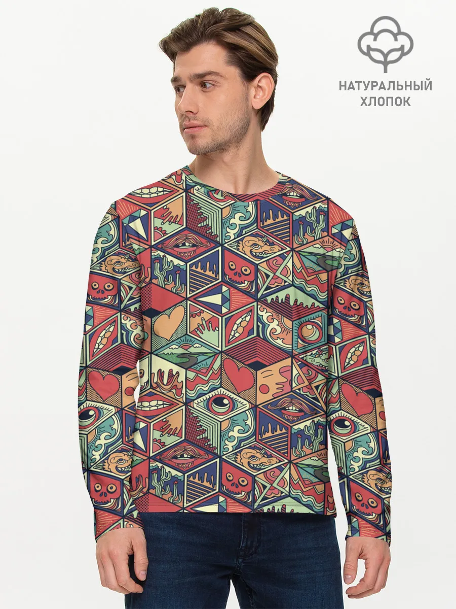 Мужской лонгслив базовый / Психоделика