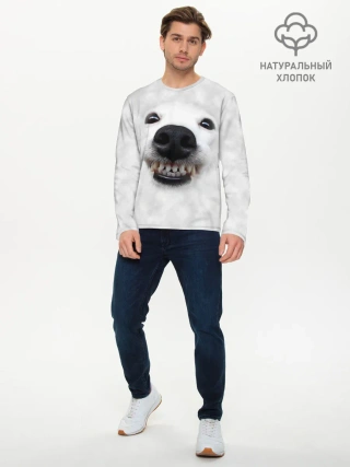 Мужской лонгслив базовый / Собака - улыбака