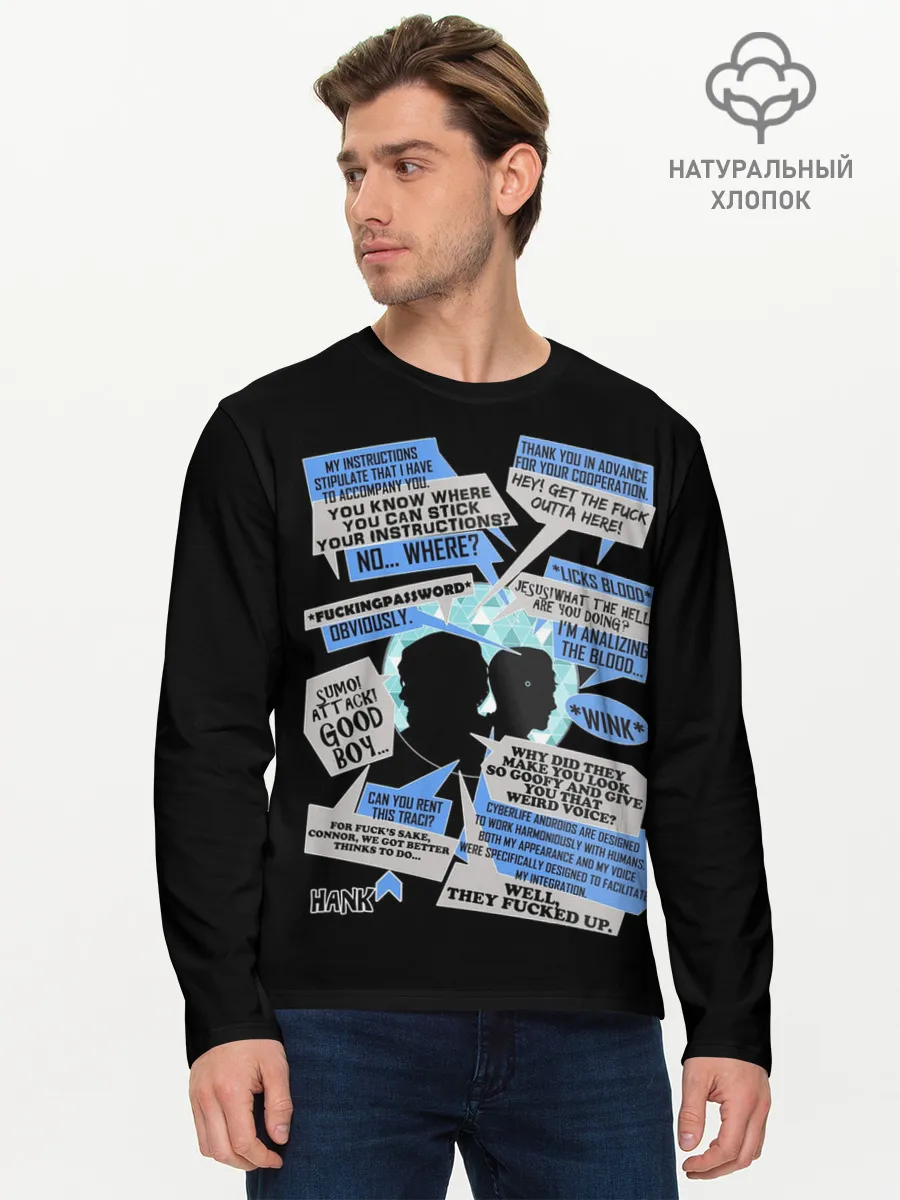 Мужской лонгслив базовый / Detroit fan art