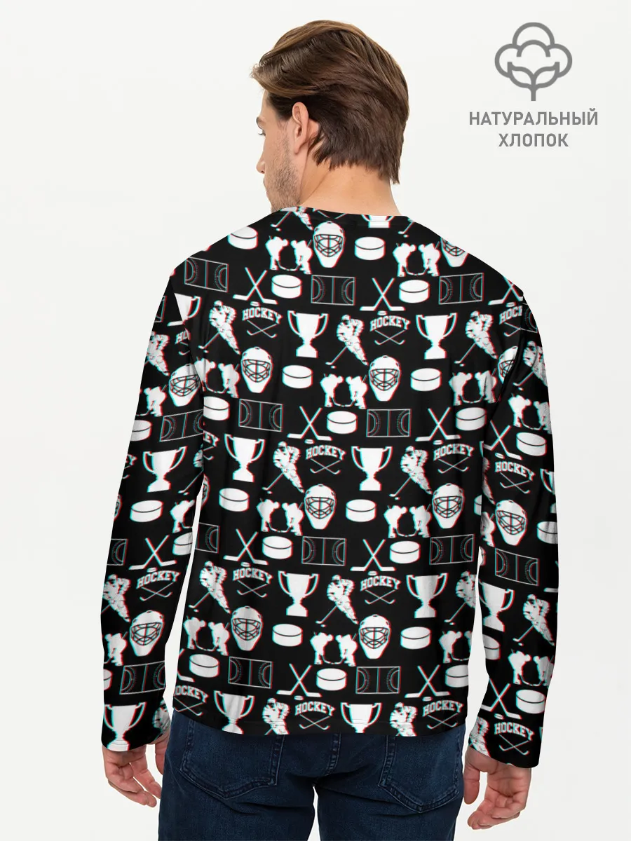 Мужской лонгслив базовый / ХОККЕЙ GLITCH