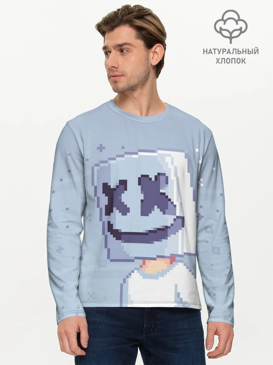 Мужской лонгслив базовый / Marshmello Pixel