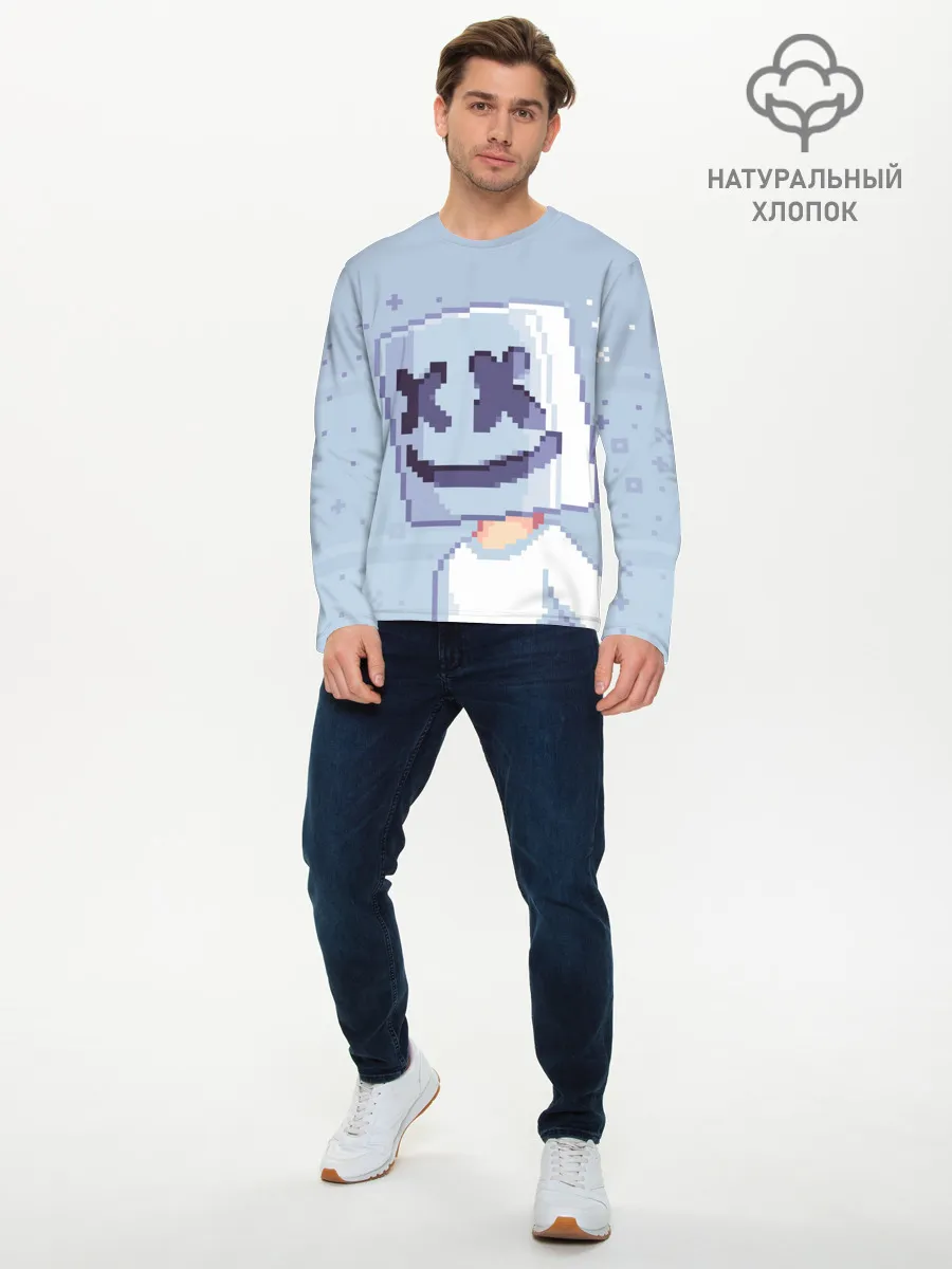 Мужской лонгслив базовый / Marshmello Pixel