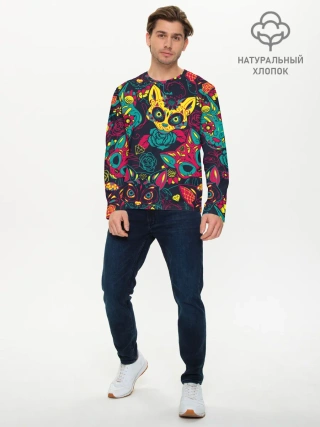 Мужской лонгслив базовый / Кошачий День Мёртвых