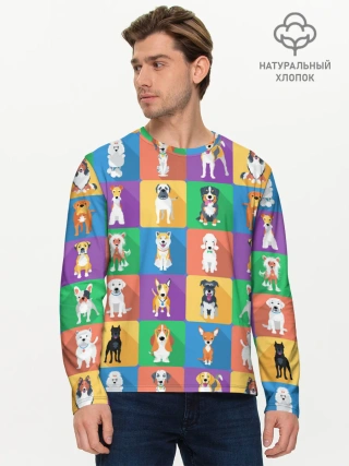 Мужской лонгслив базовый / Забавные собаки