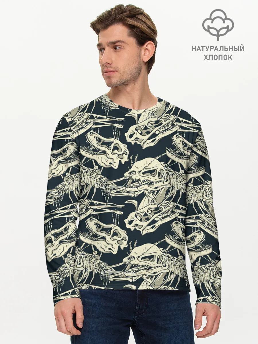 Мужской лонгслив базовый / Черепа динозавров