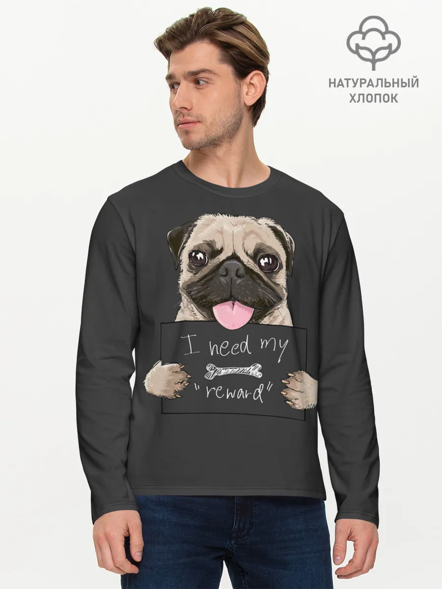 Мужской лонгслив базовый / I need my “reward”