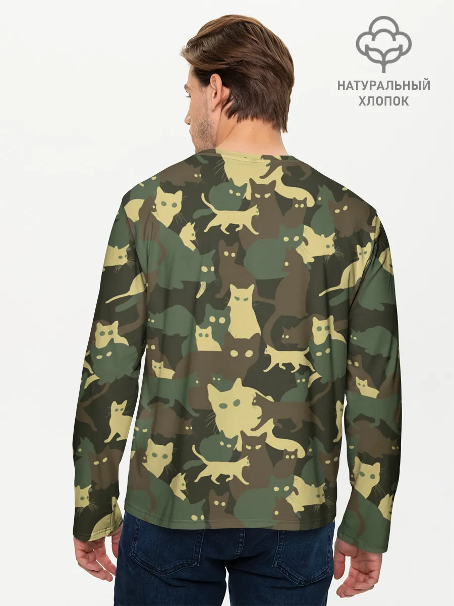 Мужской лонгслив базовый / Кошачий камуфляж