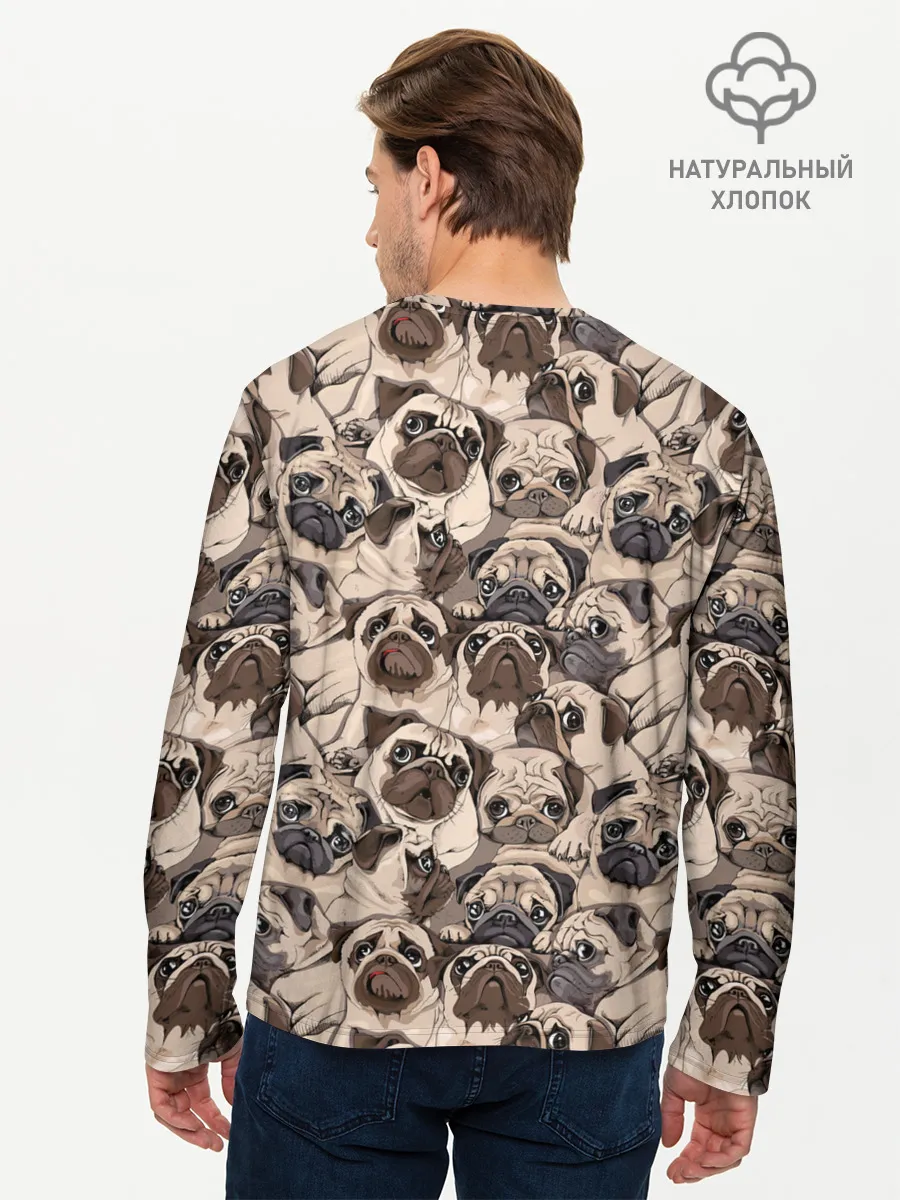 Мужской лонгслив базовый / Мопсы