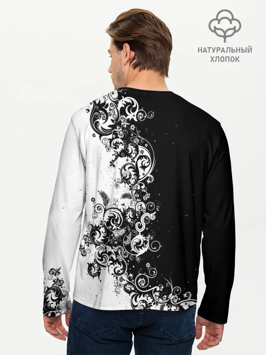 Мужской лонгслив базовый / Черно-белый узор.