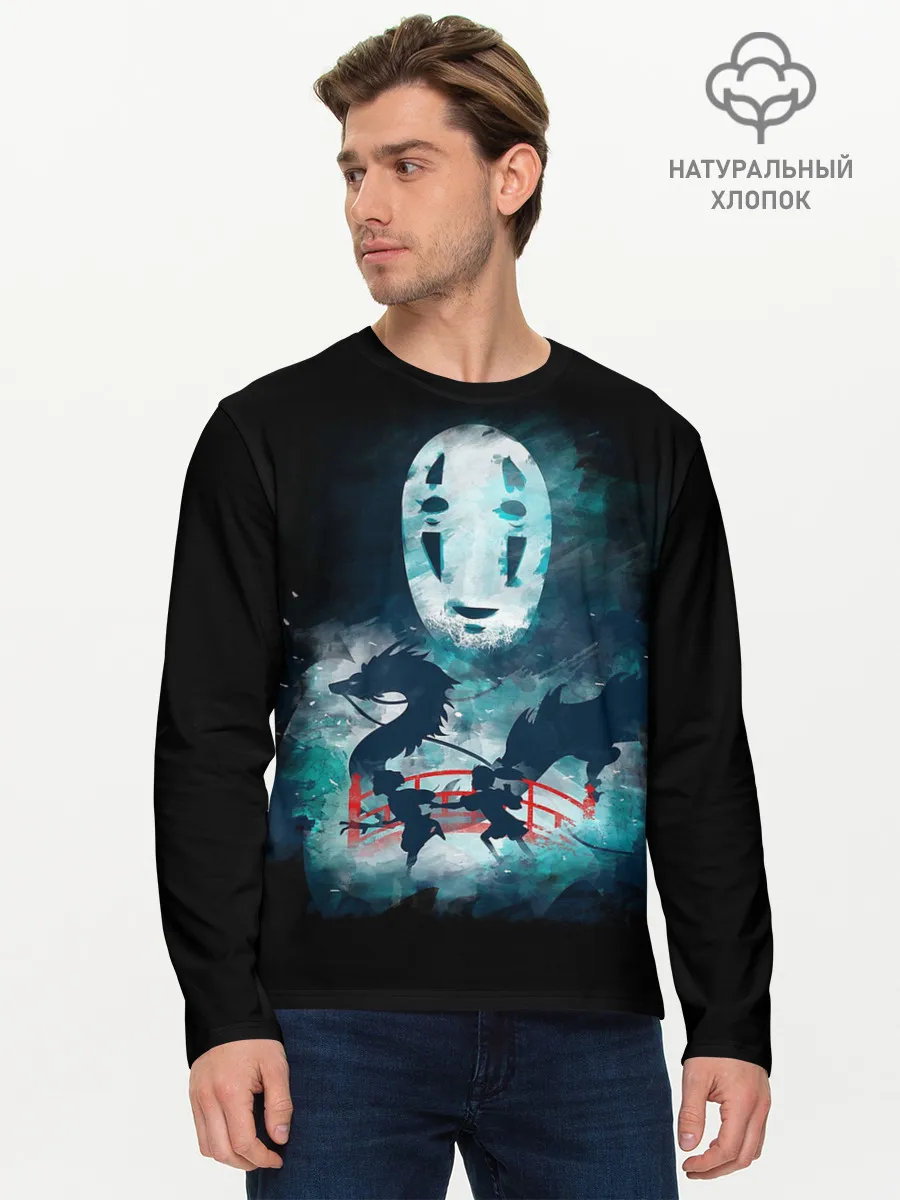 Мужской лонгслив базовый / Бог быстрой янтарной реки