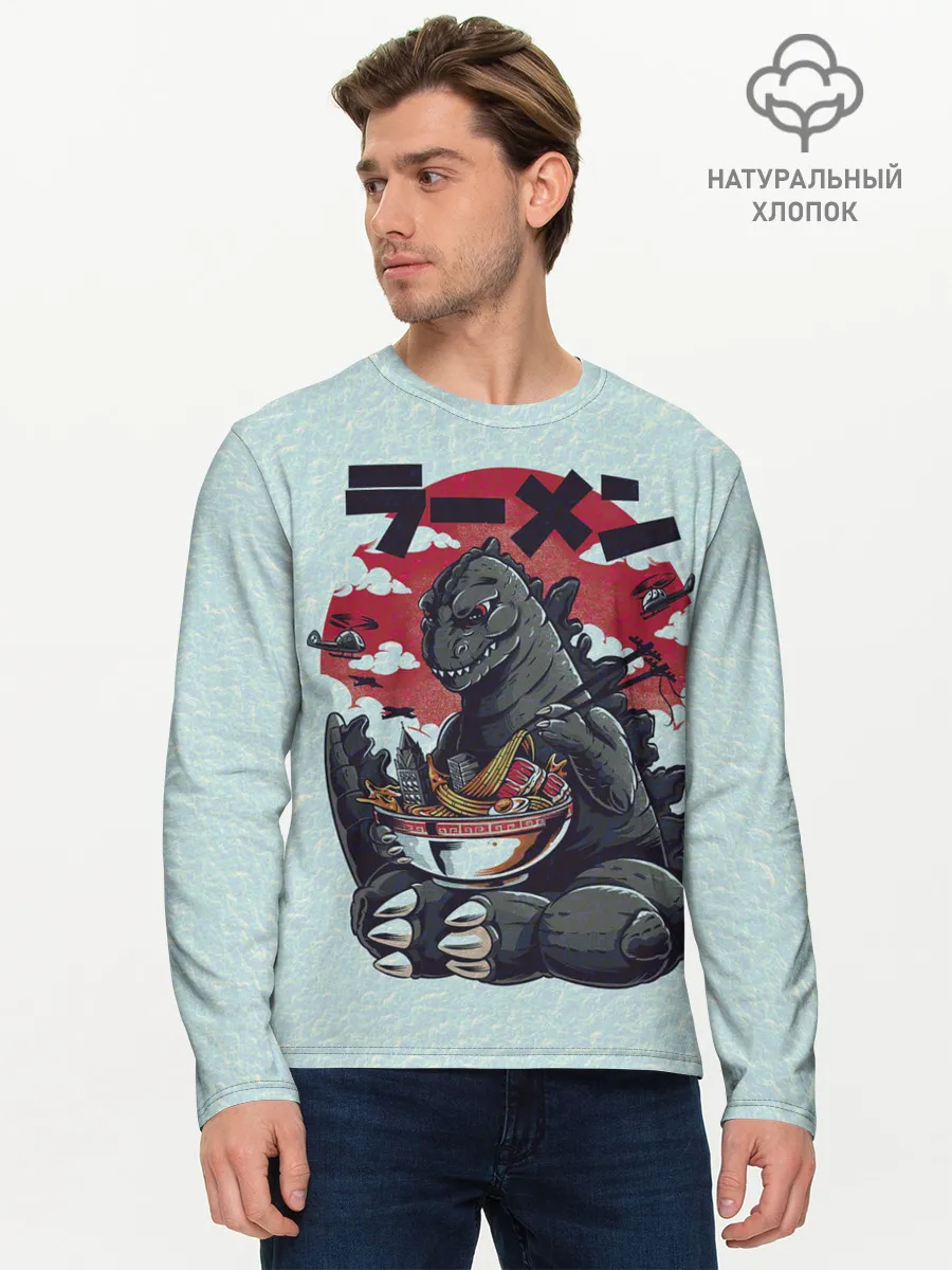 Мужской лонгслив базовый / Blue Godzilla