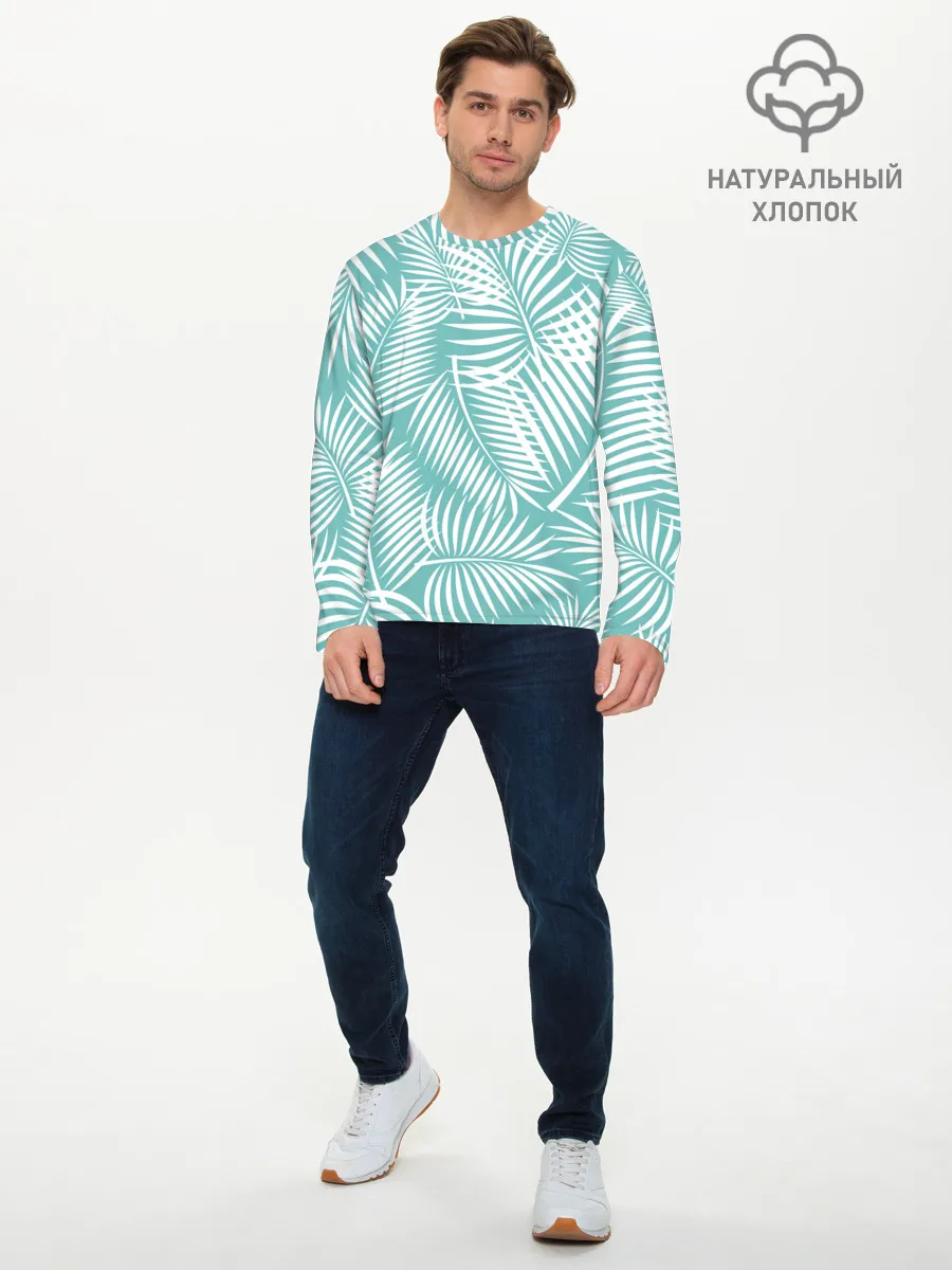 Мужской лонгслив базовый / Листья Пальмы