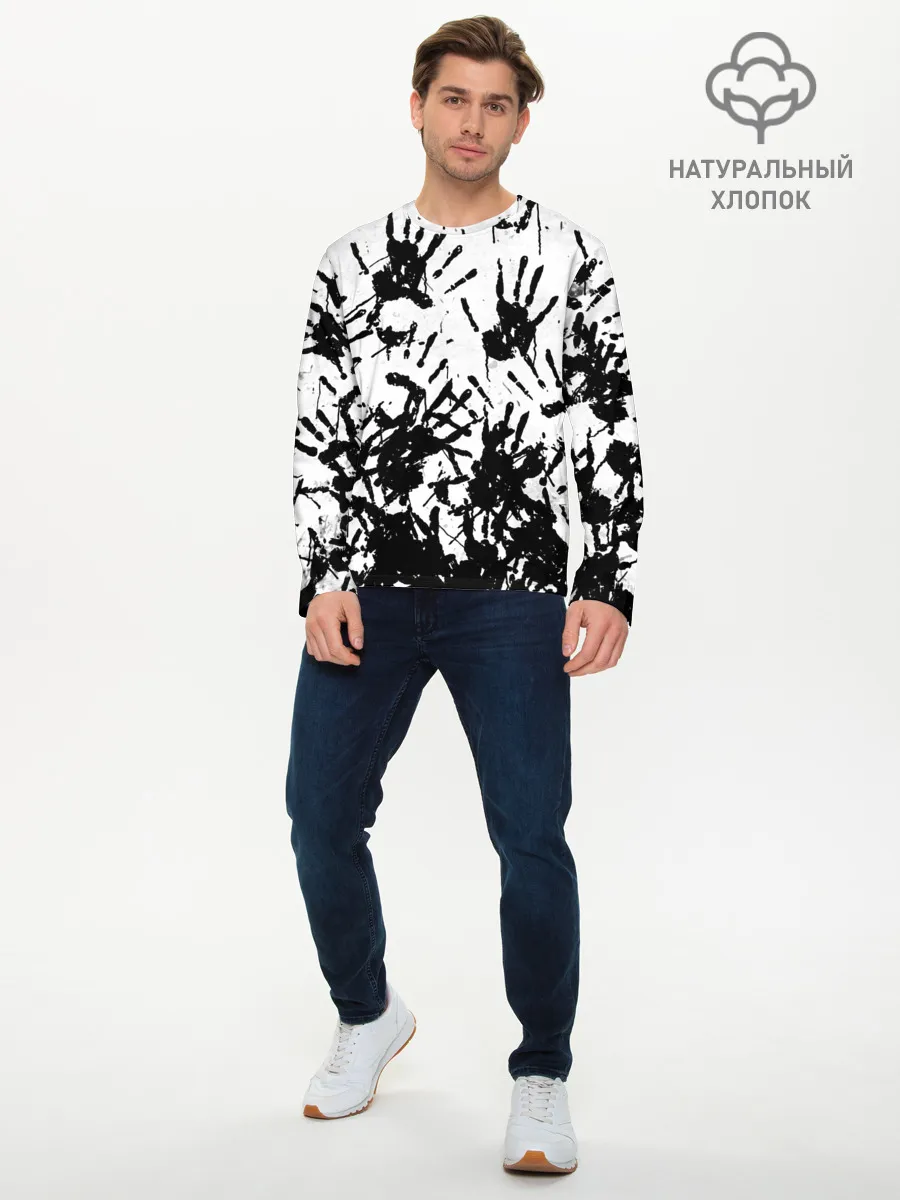 Мужской лонгслив базовый / Отпечатки - DEATH STRANDING