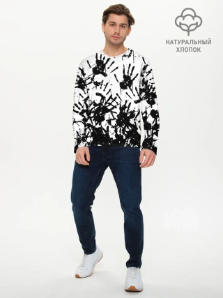 Мужской лонгслив базовый / Отпечатки - DEATH STRANDING