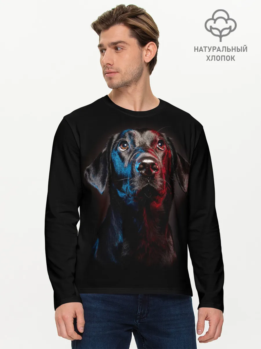 Мужской лонгслив базовый / Чёрный лабрадор