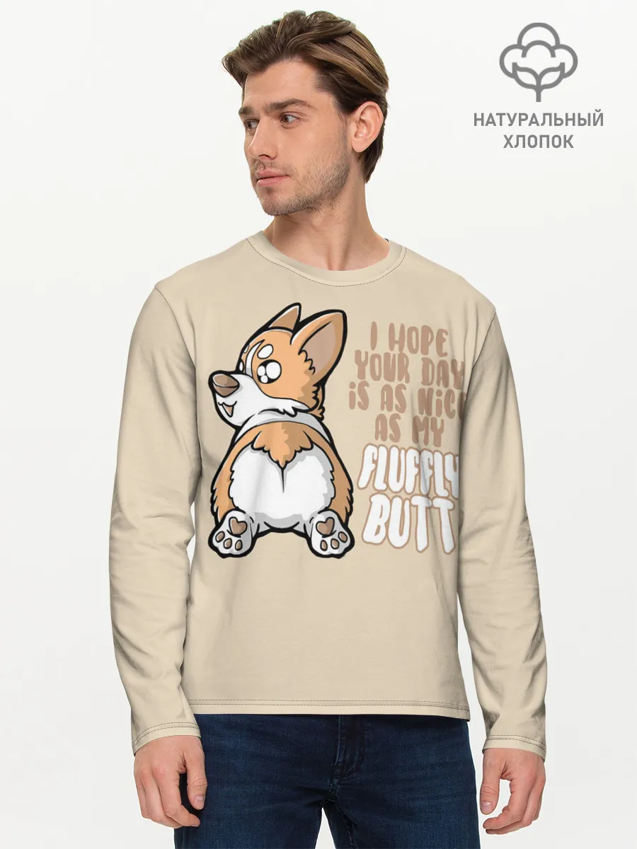 Мужской лонгслив базовый / Милый Корги