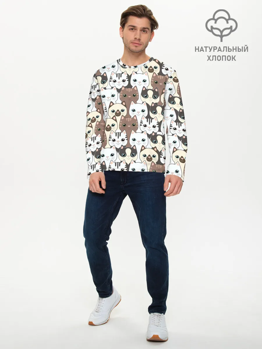 Мужской лонгслив базовый / Котики