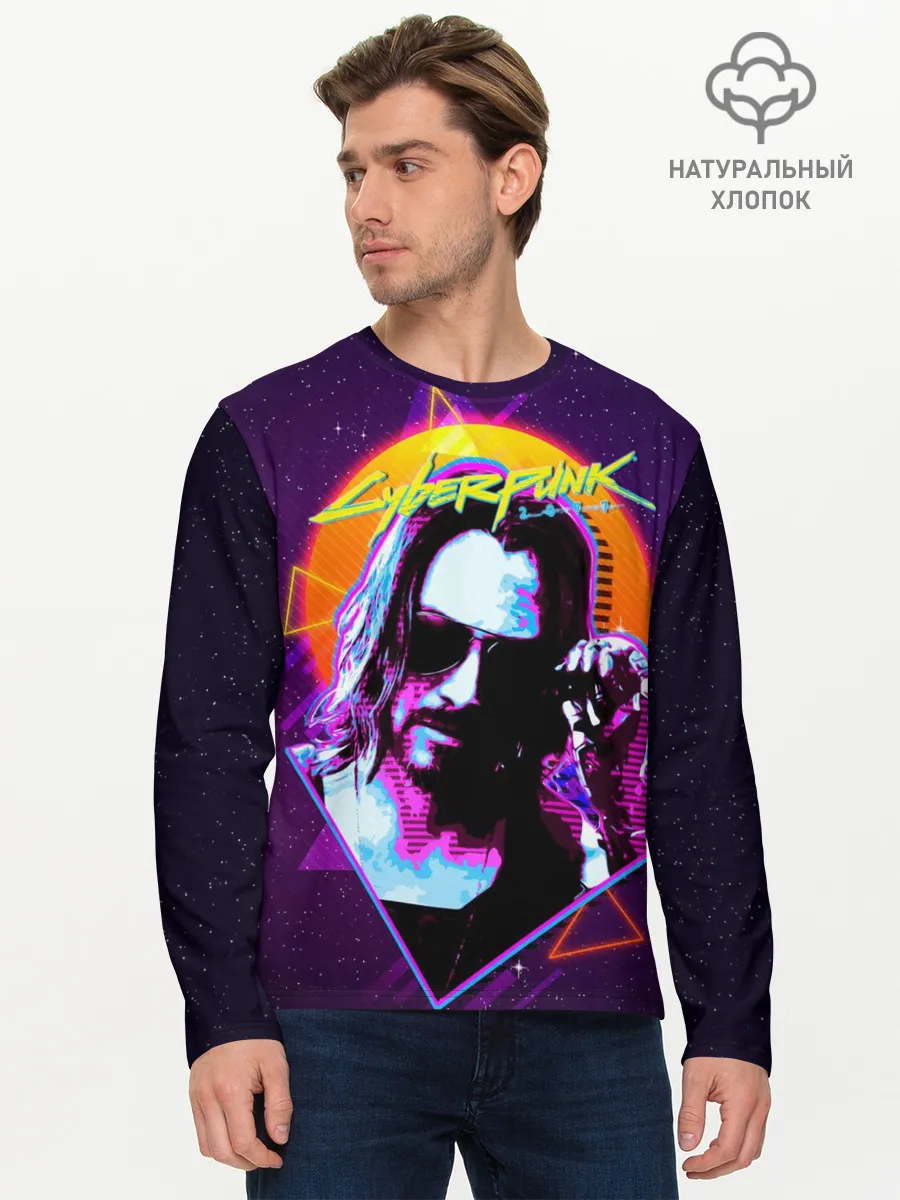 Мужской лонгслив базовый / Киану Ривз Cyberpunk 2077