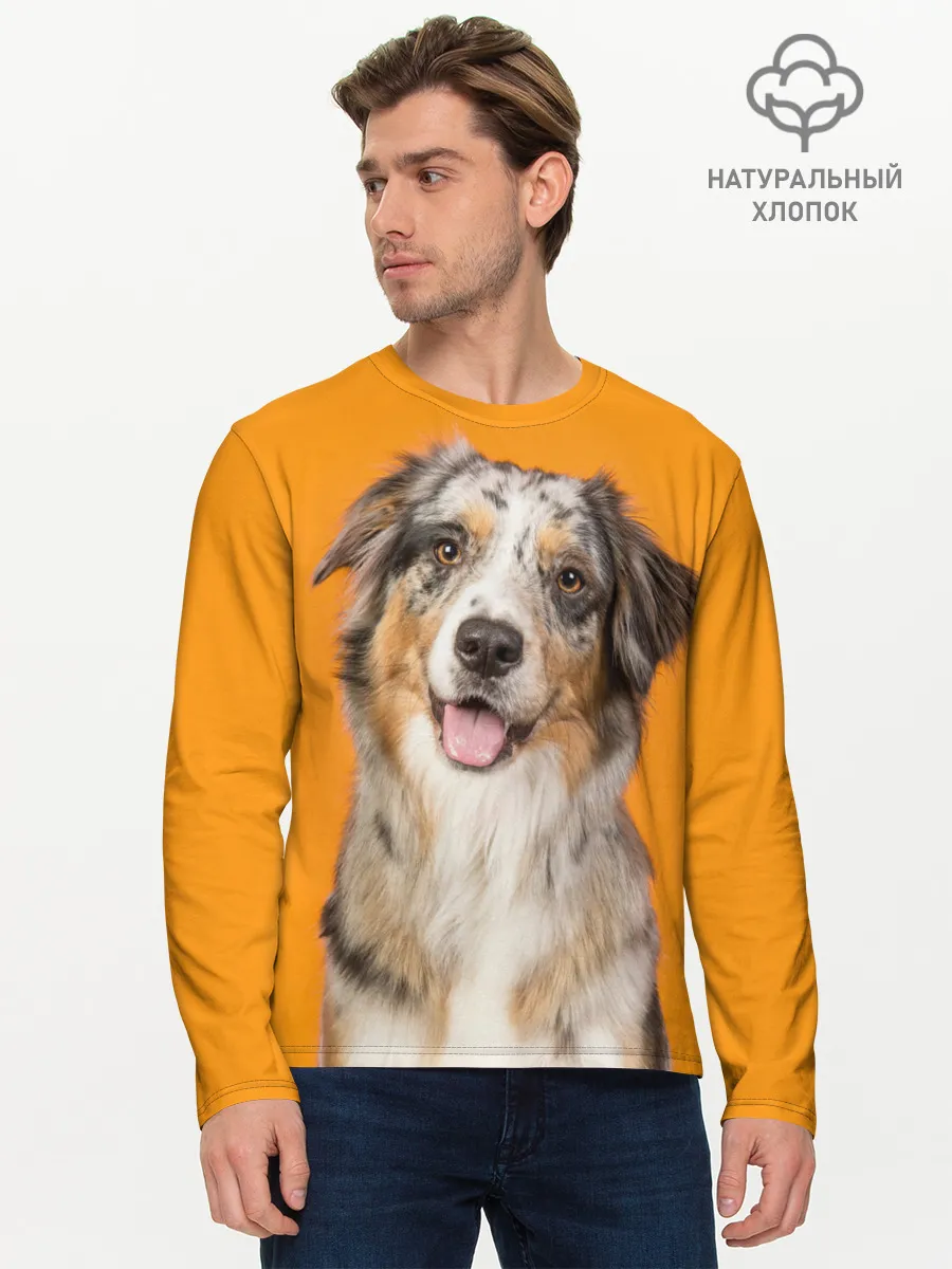 Мужской лонгслив базовый / Австралийская овчарка