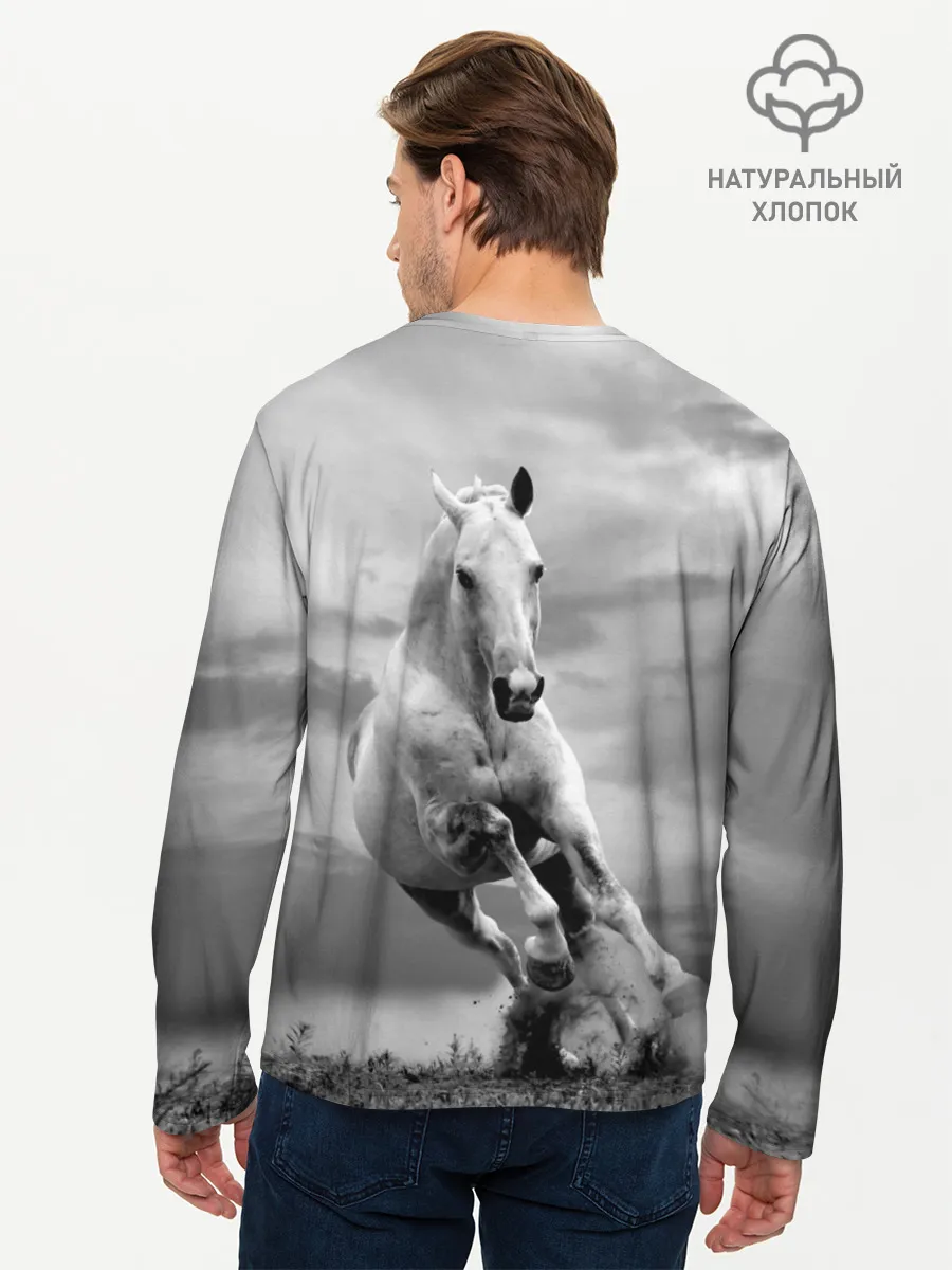 Мужской лонгслив базовый / Белая лошадь