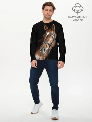 Мужской лонгслив базовый / Гнедая лошадь