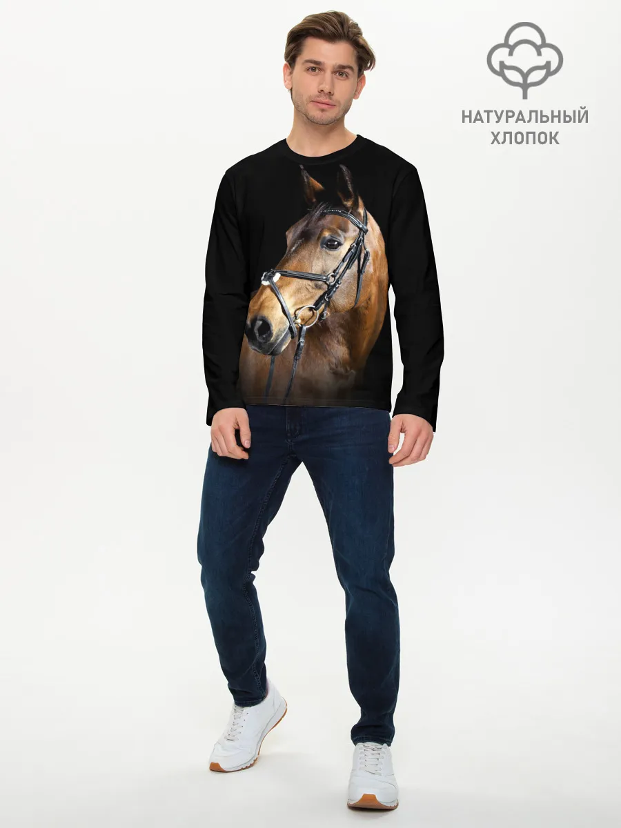 Мужской лонгслив базовый / Гнедая лошадь