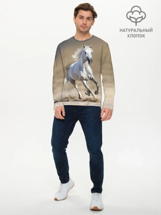 Мужской лонгслив базовый / Белый конь