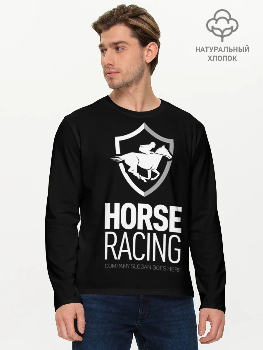 Мужской лонгслив базовый / Horse racing