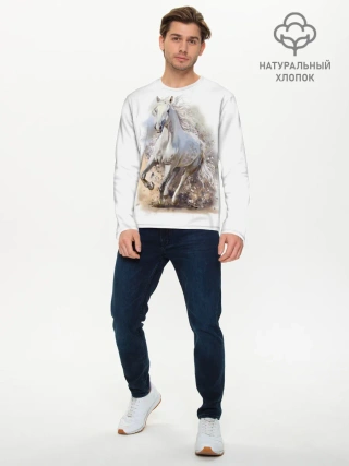 Мужской лонгслив базовый / Белая лошадь